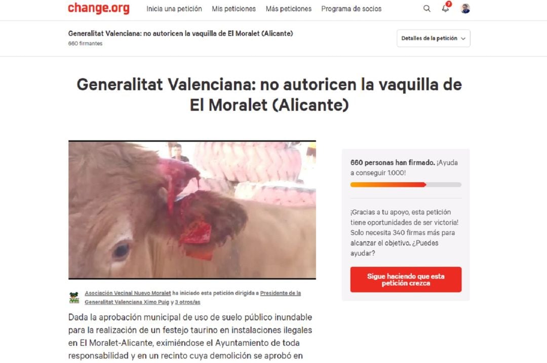 Imagen de la campaña de recogida de firmas iniciada por las asociaciones de vecinos de El Moralet