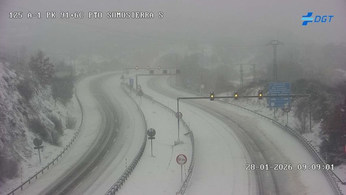 La nieve complica la circulación entre la Ribera y la sierra de Madrid