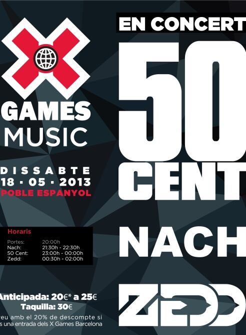 X Games Music es una propuesta especial de conciertos de nivel internacional que acompaña a la programación deportiva de los X Games, organizados por la emisora americana ESPN.