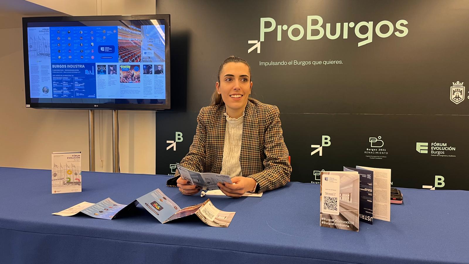 La presidenta de ProBurgos, Andrea Ballesteros, presenta la programación del Fórum Evolución para el segundo trimestre del año