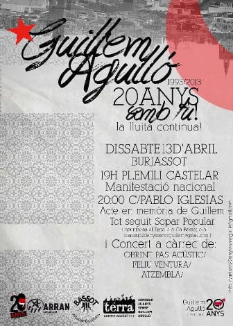 Burjassot rinde homenaje al joven Guillem Agulló, asesinado hace 20 años por un miembro de la ultraderecha