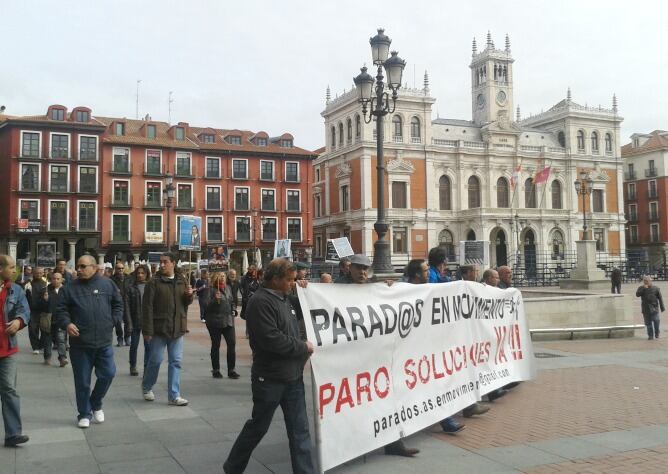 Manifestación de Parados en Movimiento en la Plaza Mayor el último lunes de marzo