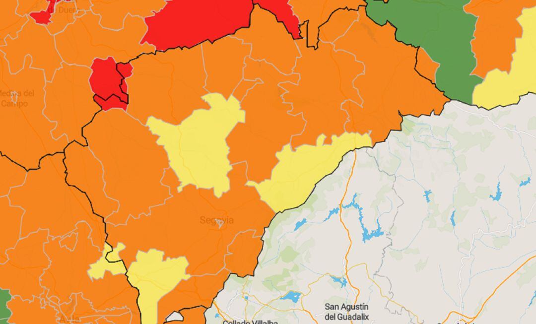 Mapa con las Zonas Básicas de Salud de Segovia el lunes 21 de septiembre 