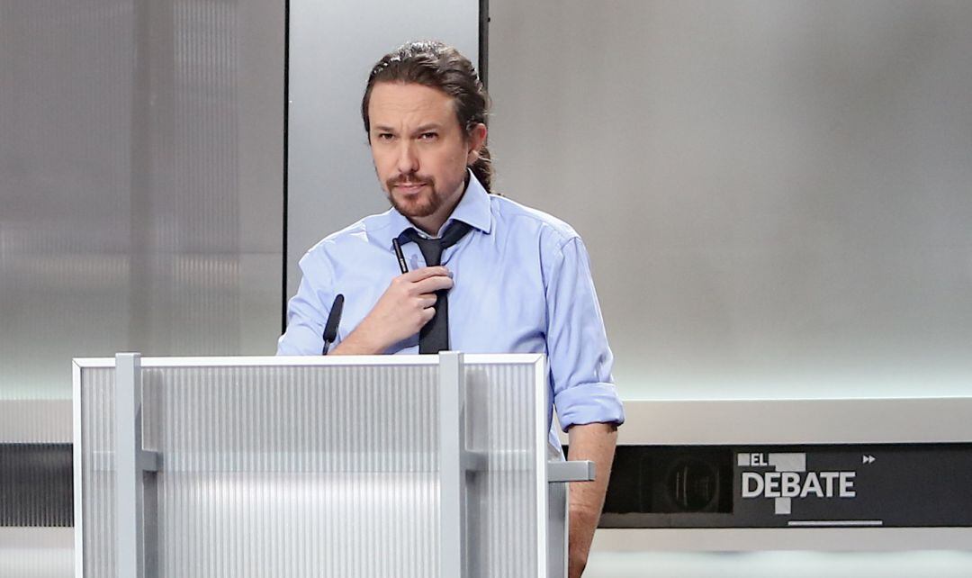 Pablo Iglesias antes del debate electoral.