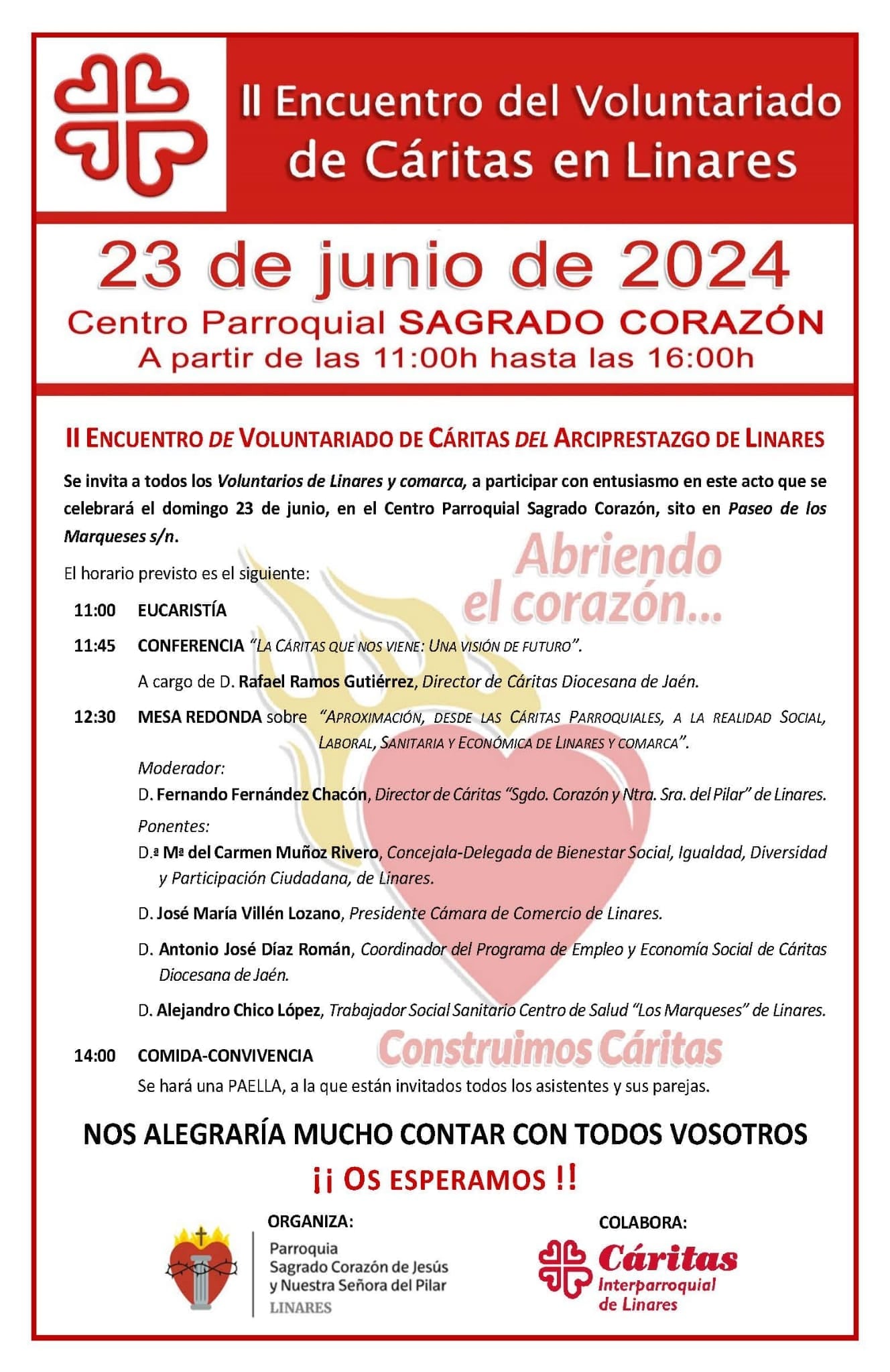 Programa del II Encuentro de voluntariado de Cáritas en Linares