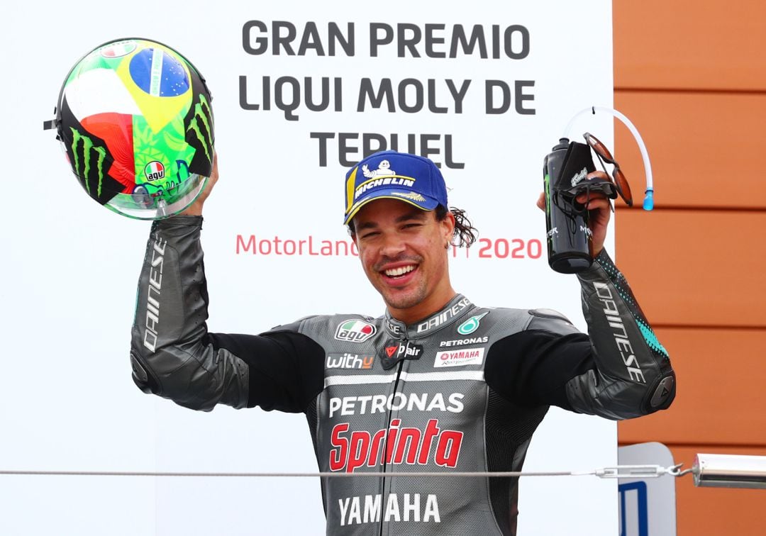 Franco Morbidelli celebra el triunfo en Moto GP 