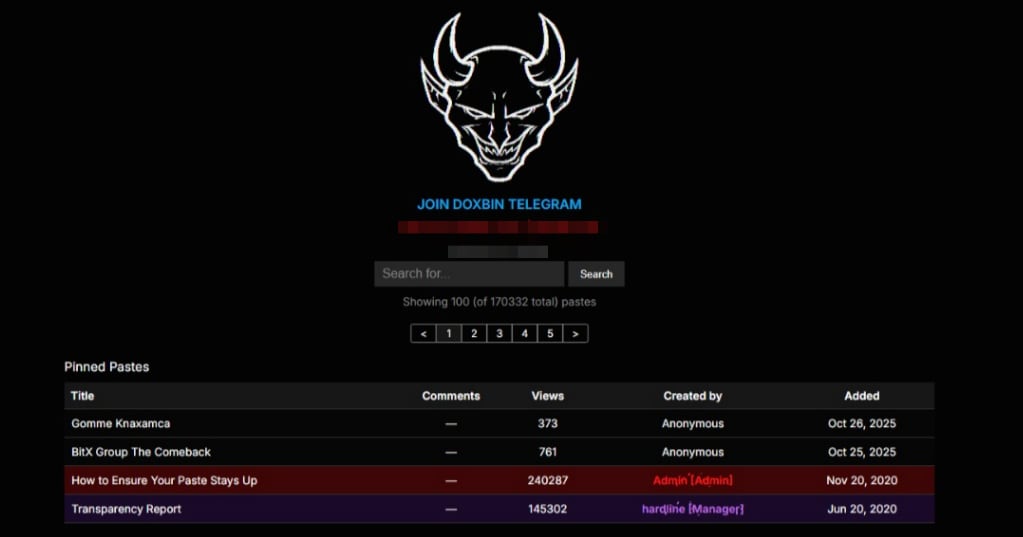 Plataforma donde el detenido publicaba los datos personales de políticos o miembros de las Fuerzas y Cuerpos de Seguridad del Estado.