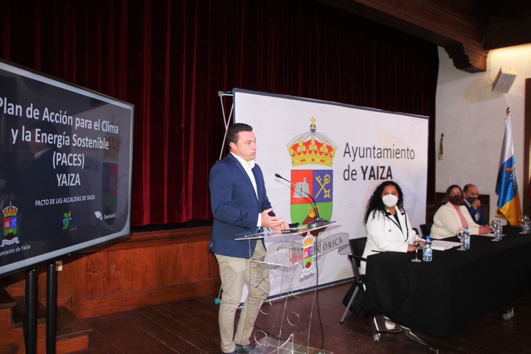 Óscar Noda, alcalde de Yaiza, en la presentación del plan.