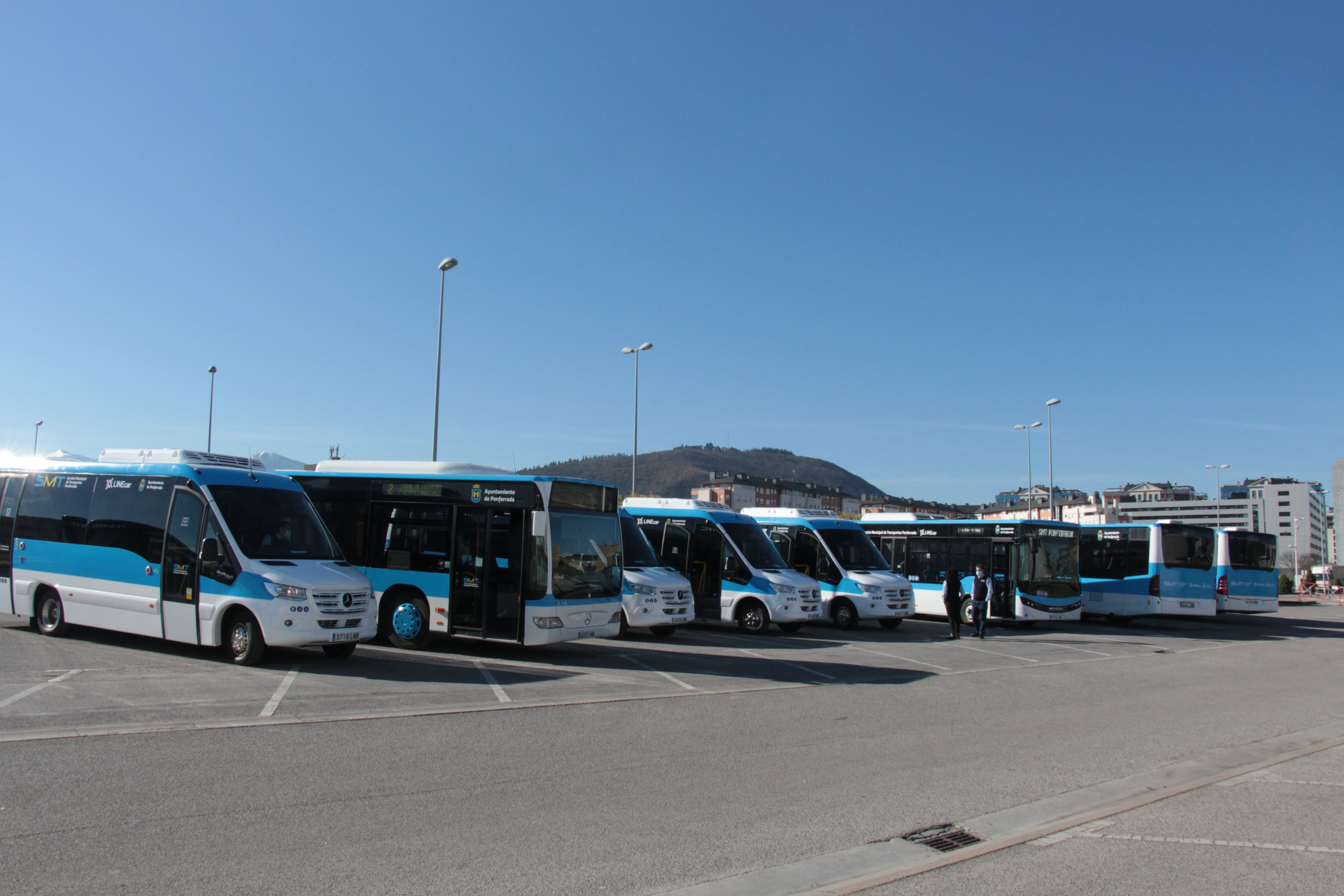 Flota de autobuses urbanos en Ponferrada