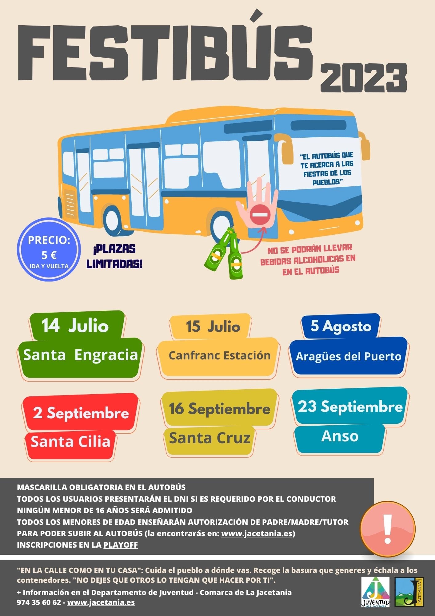 Permite a los jóvenes a partir de 16 años asistir a las fiestas de los pueblos sin tener que conducir