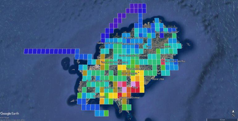 Mapa de calidad del cielo en Ibiza