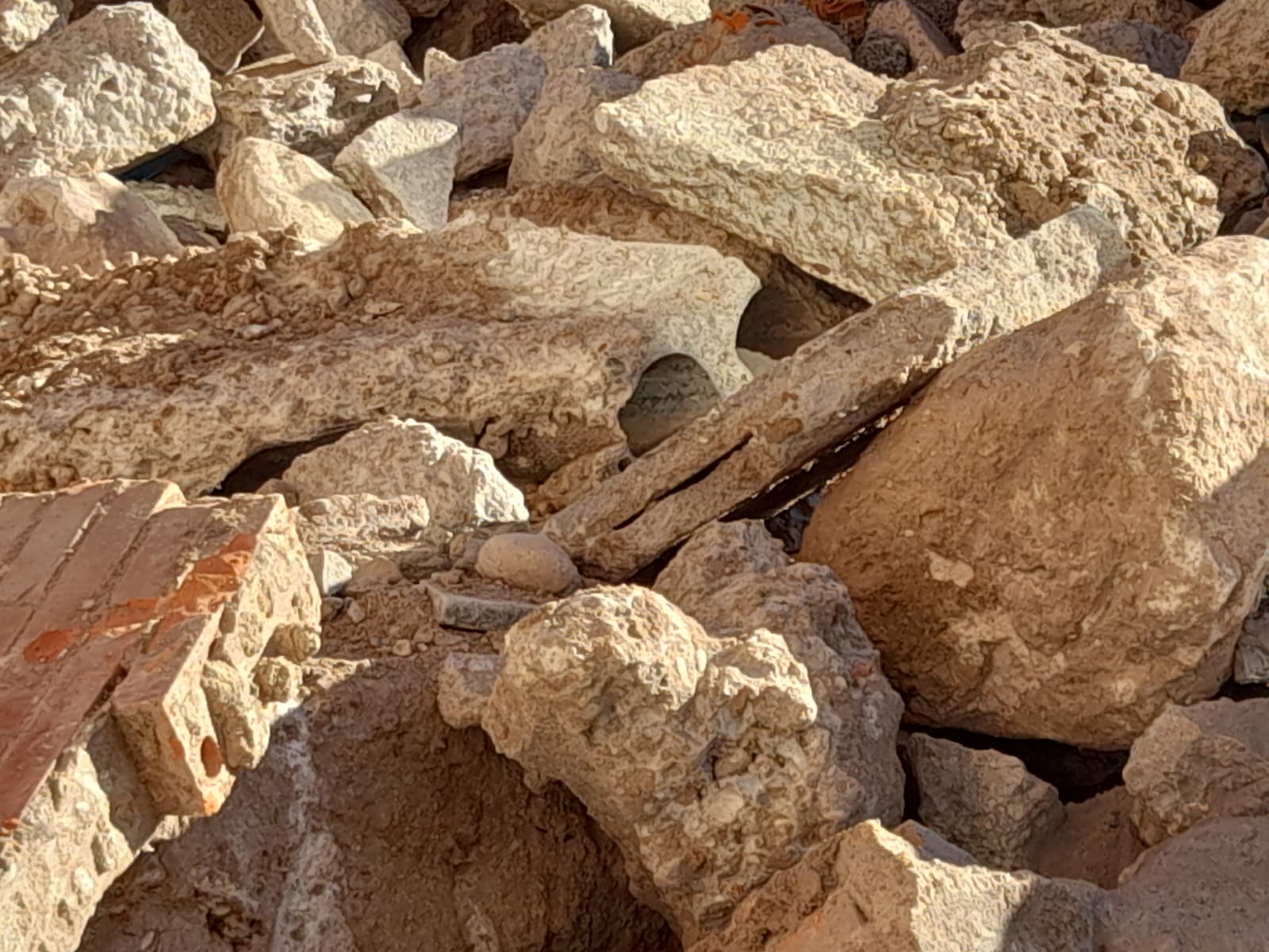 Detalle de una de las tuberías extraídas y arrojadas en la escombrera de las obras de la Avenida Castilla de Aranda