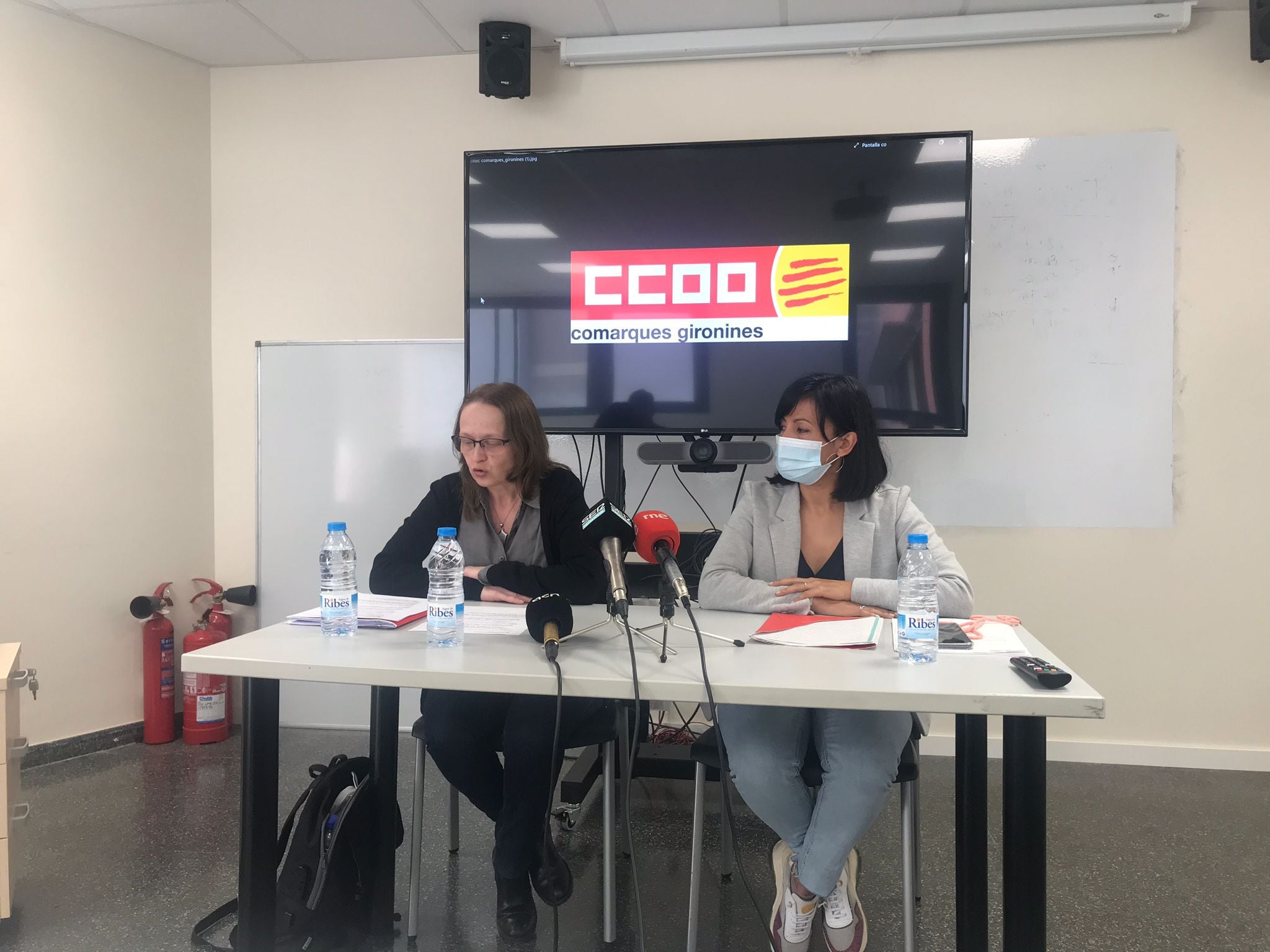 Mònica Perez i Belén Lopez a la roda de premsa d&#039;avui