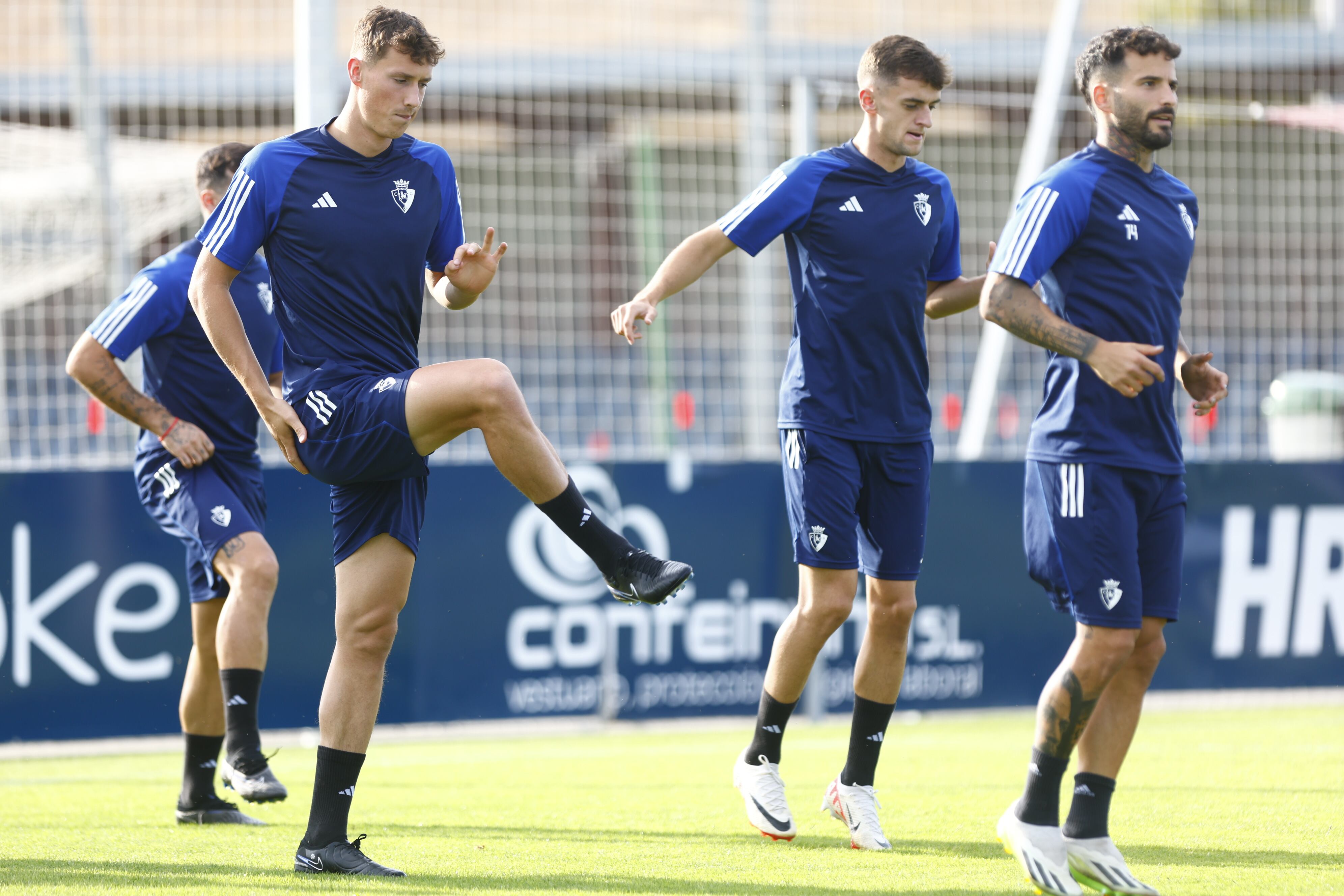 Herrando, Aimar y Rubén García en un entrenamiento de la semana pasada en Tajonar