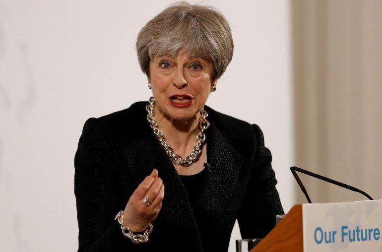 Theresa May durante su discurso en Mansion House