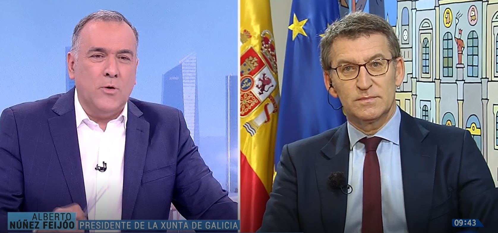 Feijóo durante su entrevista en &#039;Desayunos de TVE&#039; en 2020