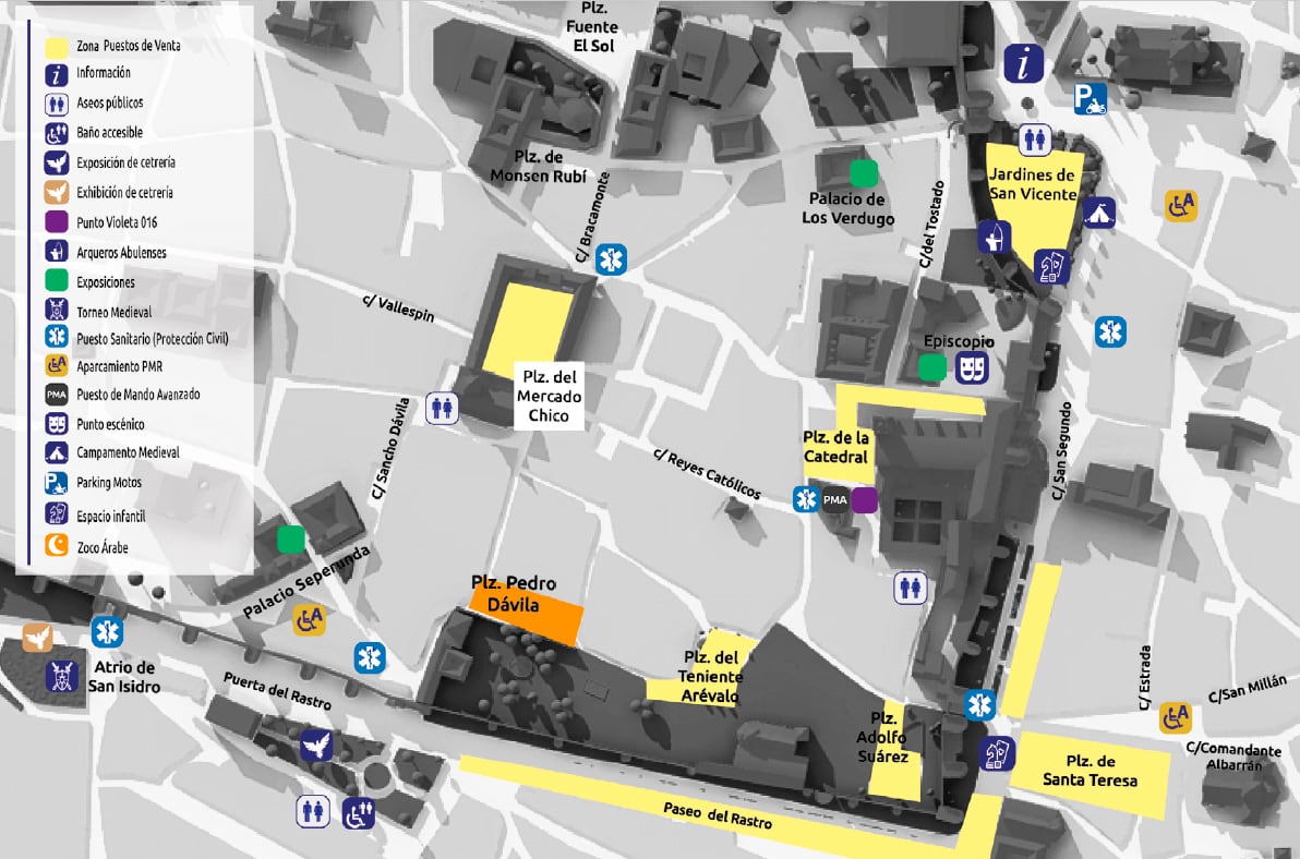 Esta es la distribución de los distintos espacios del Mercado Medieval