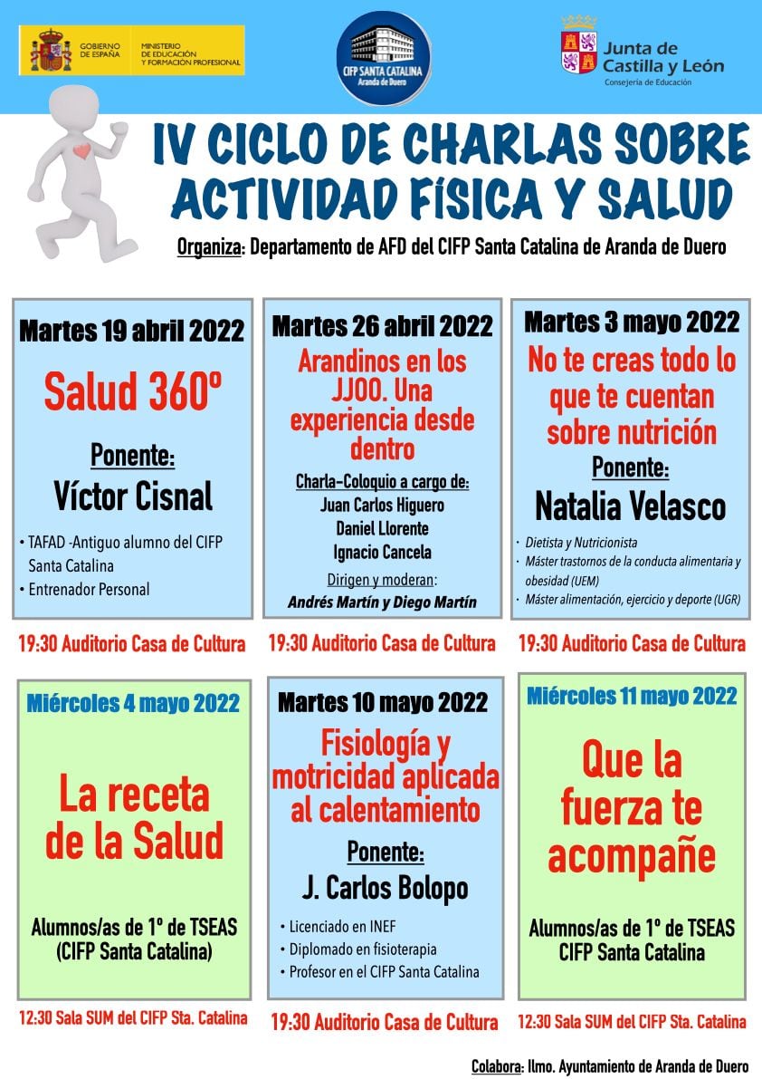 Listado de charlas de esta IV edición de Ciclo de Charlas sobre Actividad Física y Salud