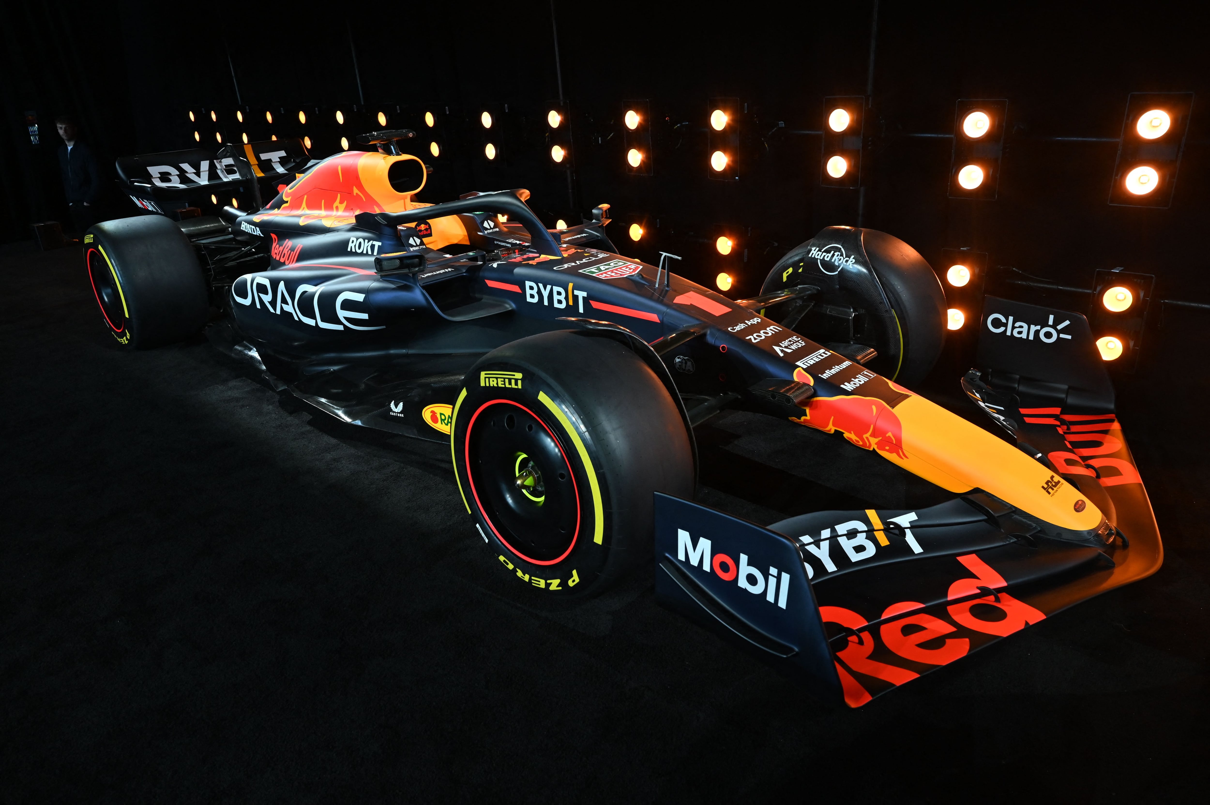 Red Bull Racing unveils the team&#039;s new Formula One car during a launch event in New York City on February 3, 2023. (Photo by Ed JONES / AFP) (Photo by ED JONES/AFP via Getty Images)