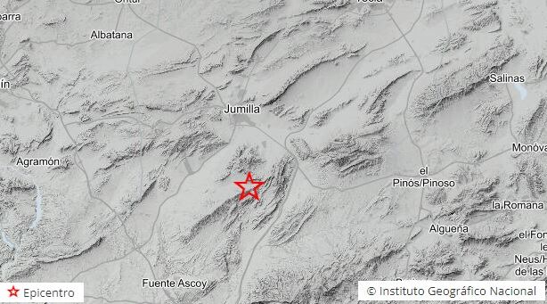 Mapa del epicentro del terremoto en Jumilla