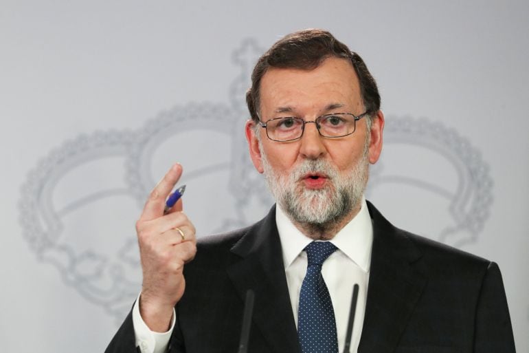 Mariano Rajoy durante una rueda de prensa en Moncloa