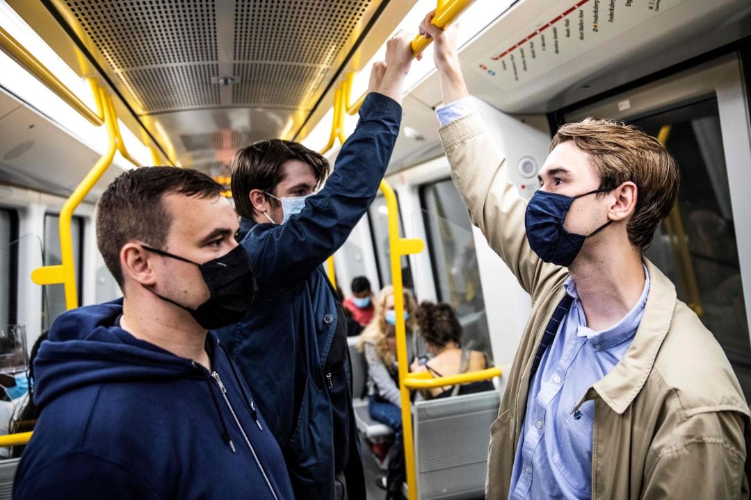 Imagen del Metro de Copenhague. Dinamarca instauró la obligatoriedad de llevar mascarilla en el transporte público el 22 de agosto de 2020.