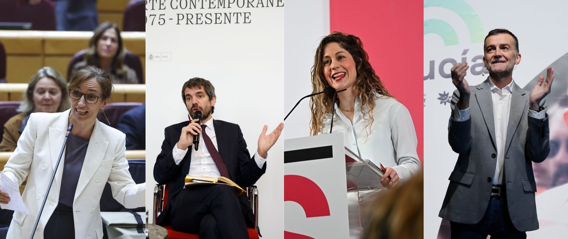 Mónica García, Ernest Urtasun, Lara Hernández y Antonio Maíllo, en imágenes de archivo.