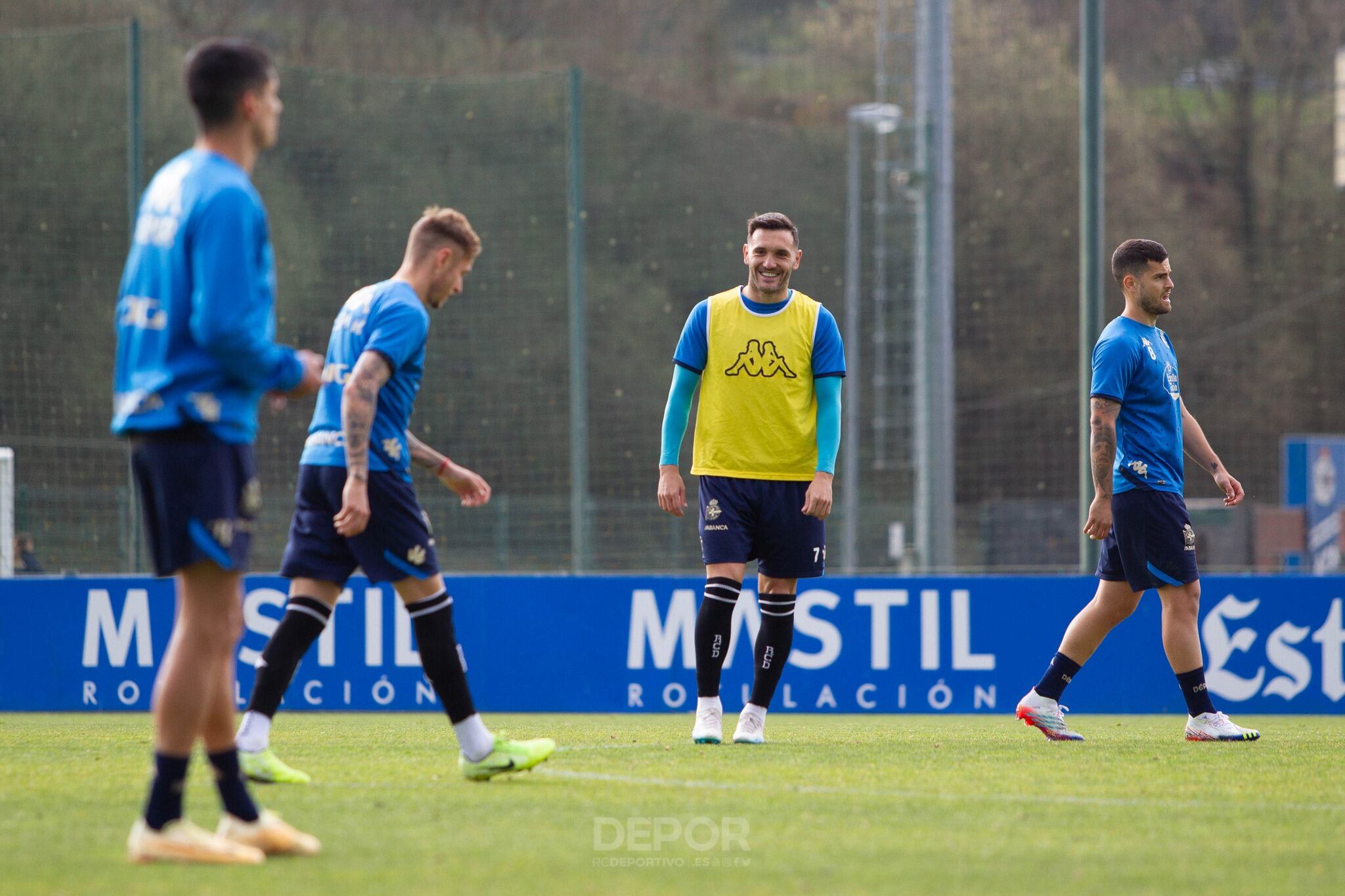 Lucas, durante el entrenamiento de hoy del Deportivo