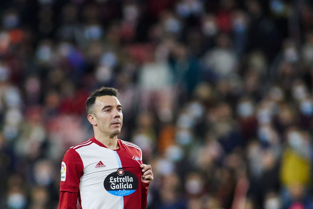 Aspas celebra su gol en el Pizjuán