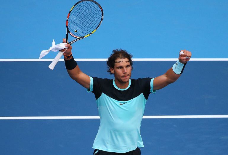 BEIJING, CHINA - OCTOBER 09:  Rafael Nadal of Spain celebrates winning his match against Jack Sock of the USA on day 7 of the 2015 China Open at the National Tennis Centre on October 9, 2015 in Beijing, China.  (Photo by Chris Hyde/Getty Images)