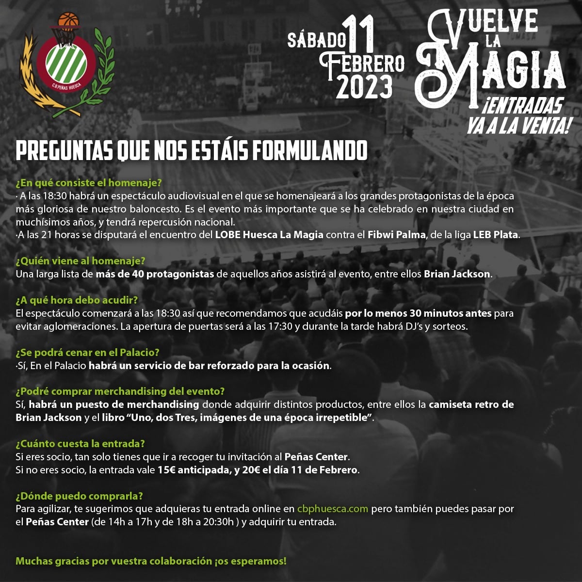 El homenaje tendrá lugar el día 11 de febrero