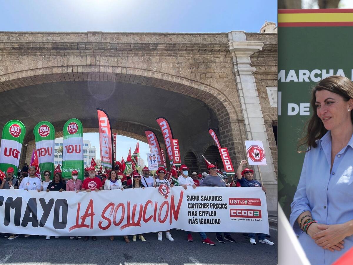 Unas 2.000 personas participan en tres manifestaciones por el 'uno de mayo' en Cádiz