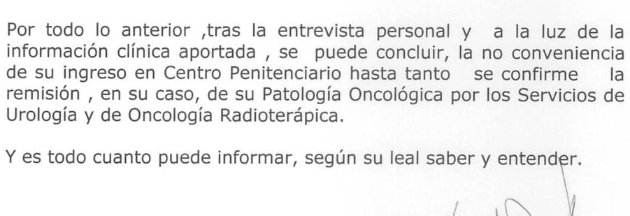 Un extracto del informe de la forense