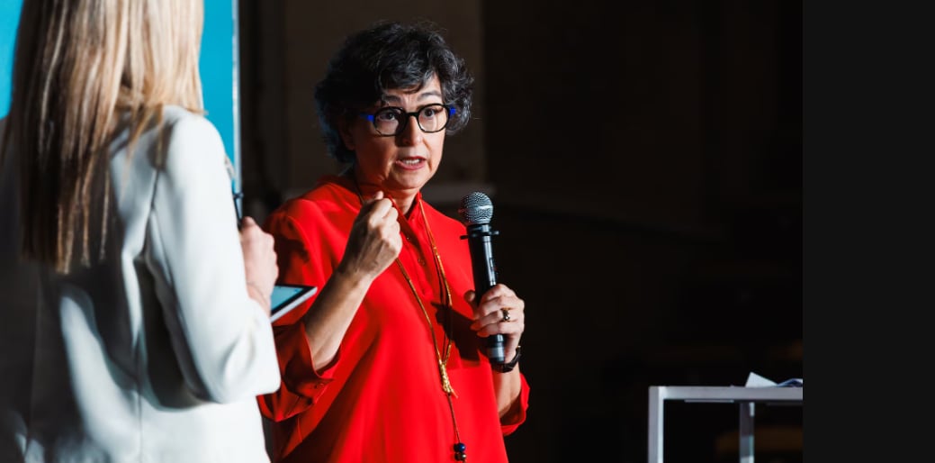 Intervención de la exministra de Asuntos Exteriores Arancha González Laya, este martes en el World in Progress celebrado en Chantilly.Levy Yann (Yann Levy)