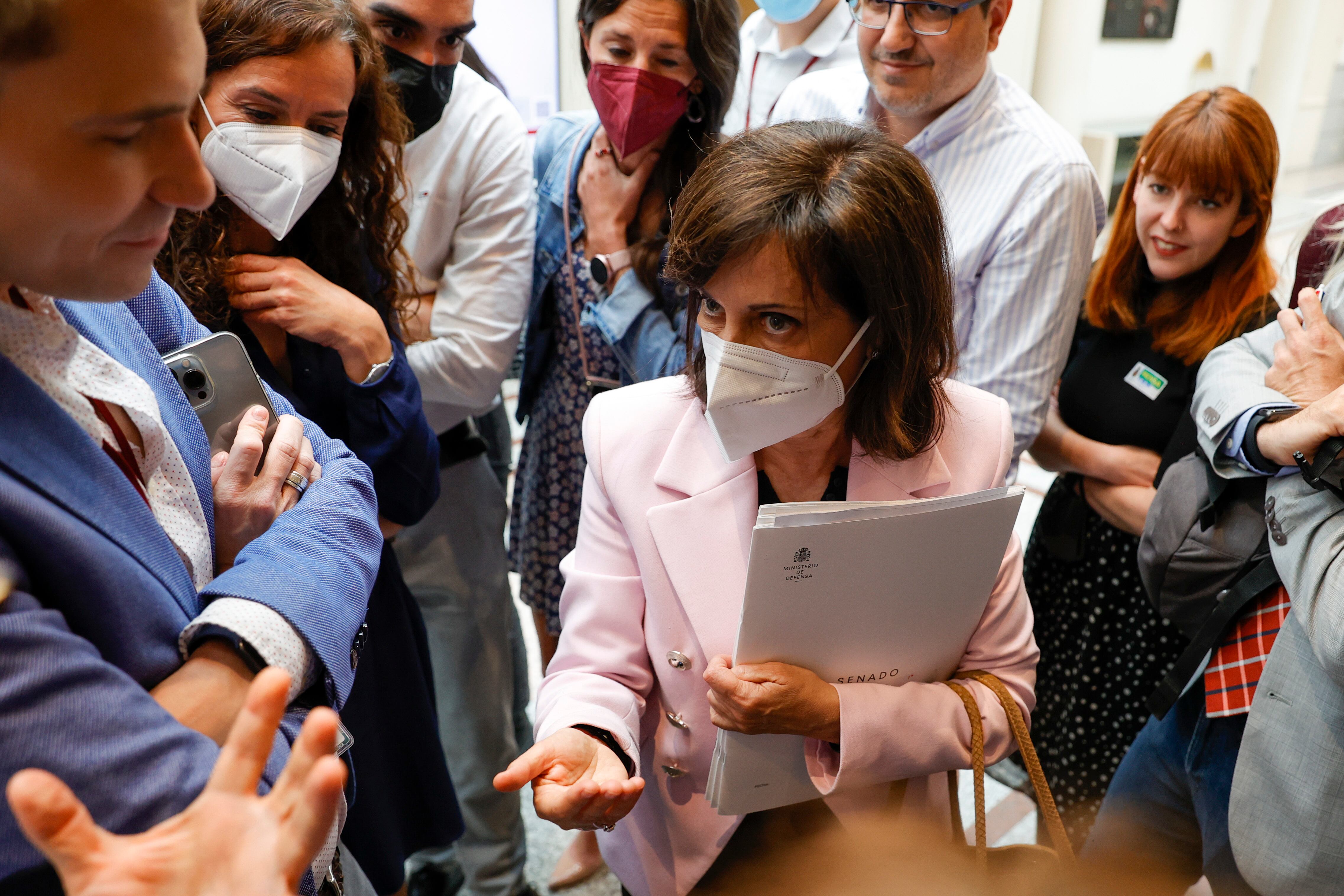 La ministra de Defensa, Margarita Robles, tras la sesión de control del Senado, el pasado martes