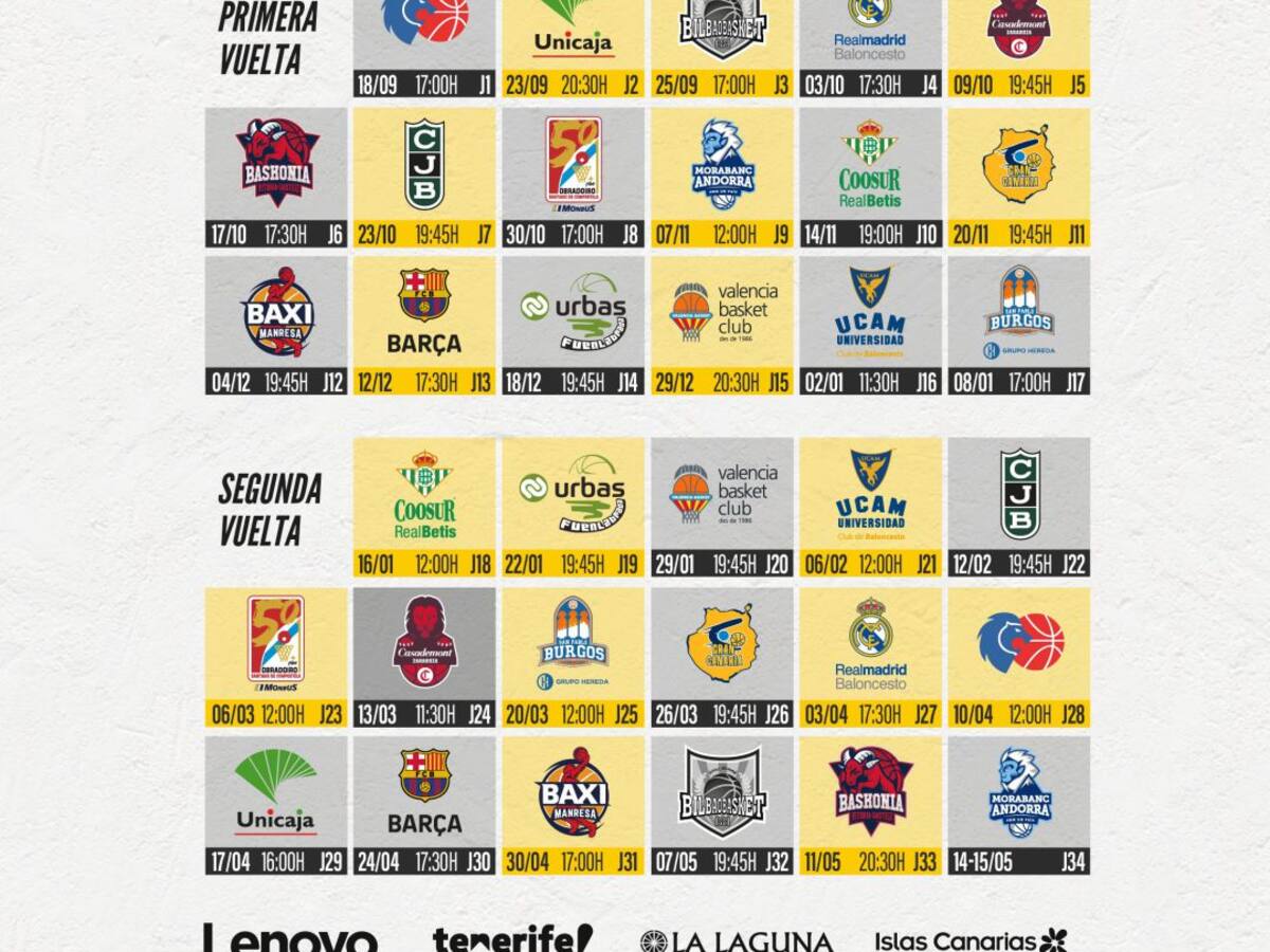 Ya se conoce el calendario ACB para el Lenovo Tenerife