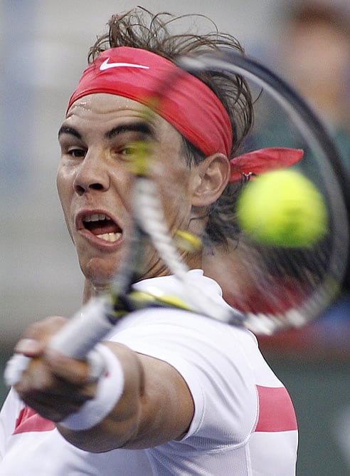 Nadal, durante su partido con el alemán Rainer Schuettler