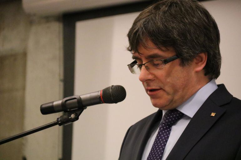 Carles Puigdemont, durante un acto en Gante