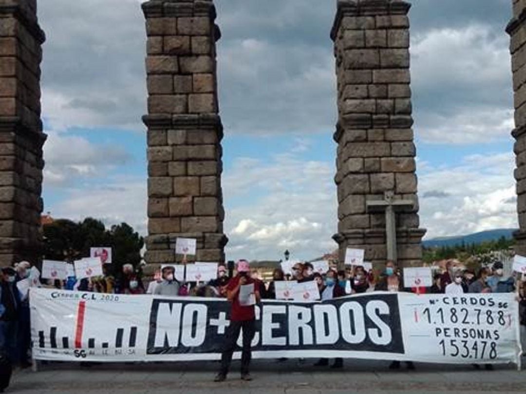 Concentración en Segovia contra las Macrogranjas