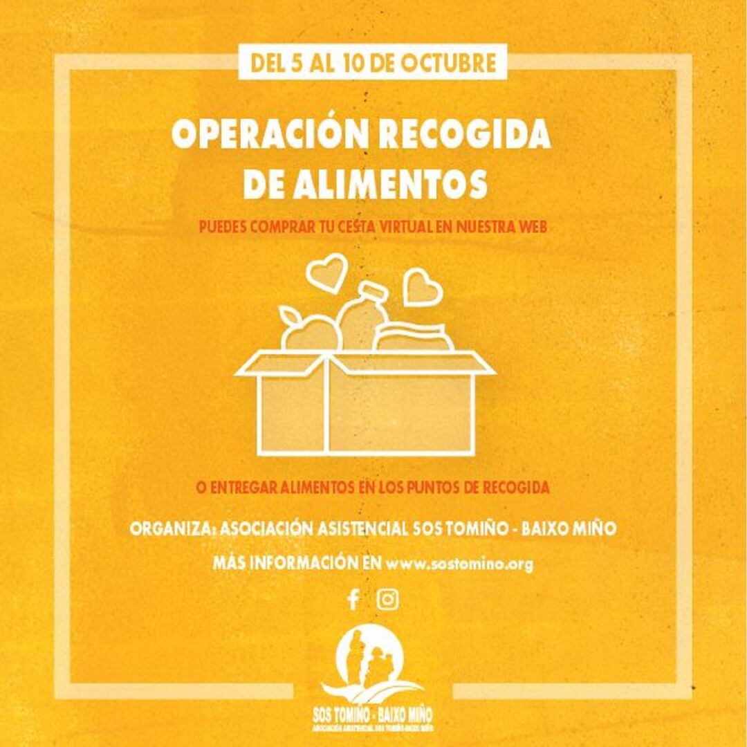 Cartel de la campaña de recogida de alimentos de SOS Tomiño Baixo Miño.