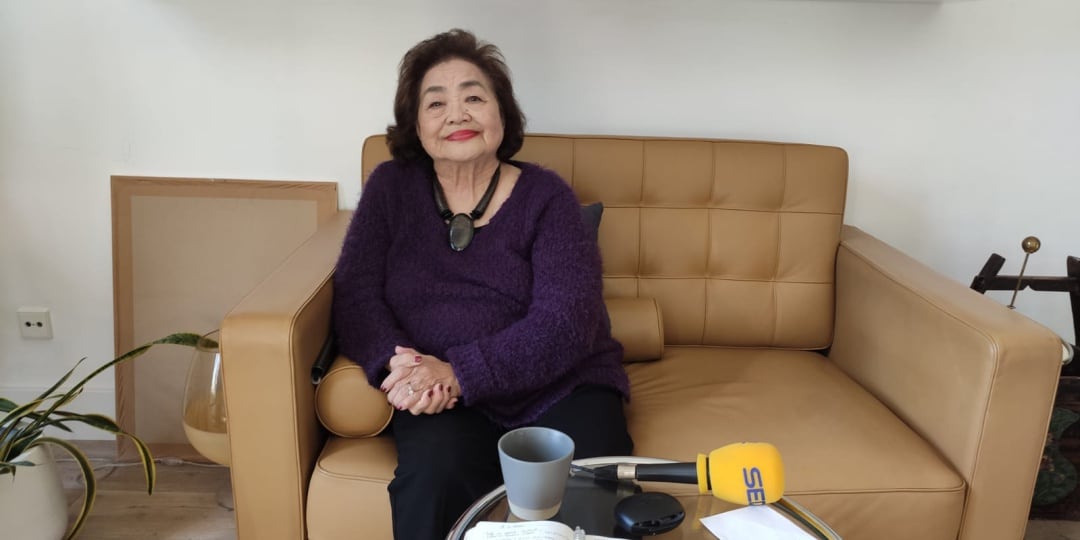 Setsuko Thurlow durante un momento de la entrevista con la Cadena SER