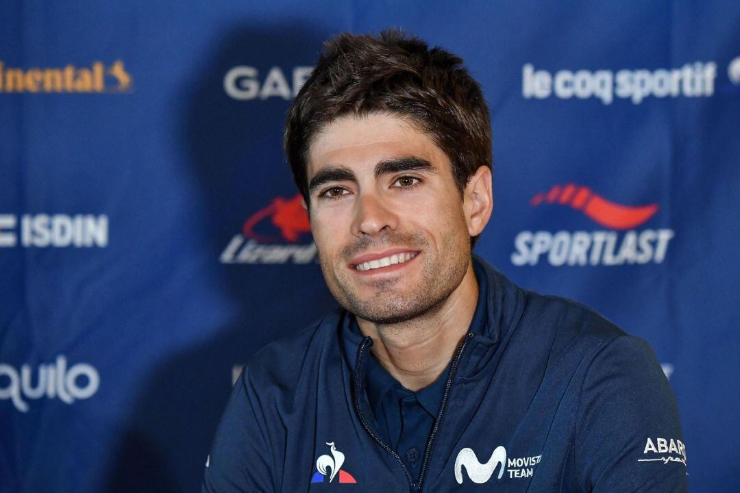 Mikel Landa, en la rueda de prensa durante la jornada de descanso del Giro de Italia