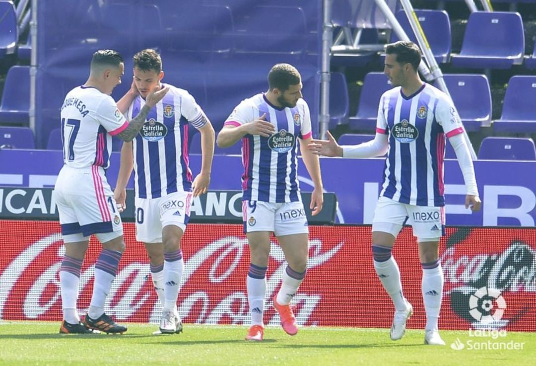 El Pucela festeja su segundo gol ante el Getafe