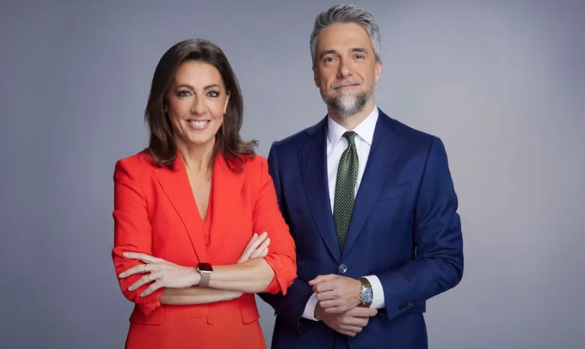 Ángeles Blanco y Carlos Franganillo, presentadores de la edición nocturna de &#039;Informativos Telecinco&#039;