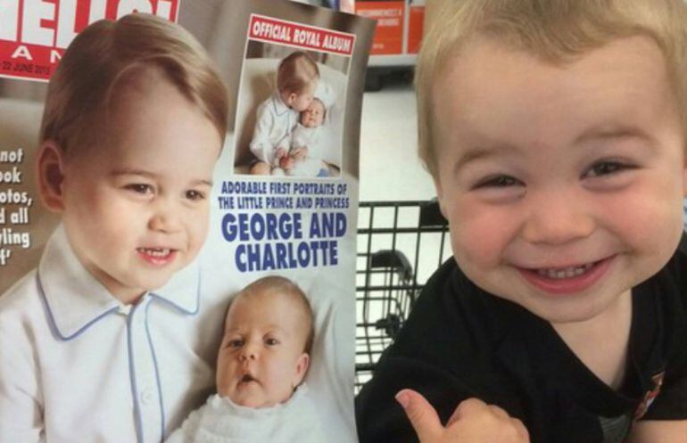 El pequeño Tommy señala al Principe Jorge, fotografiado para la revista &#039;Hello!&#039;