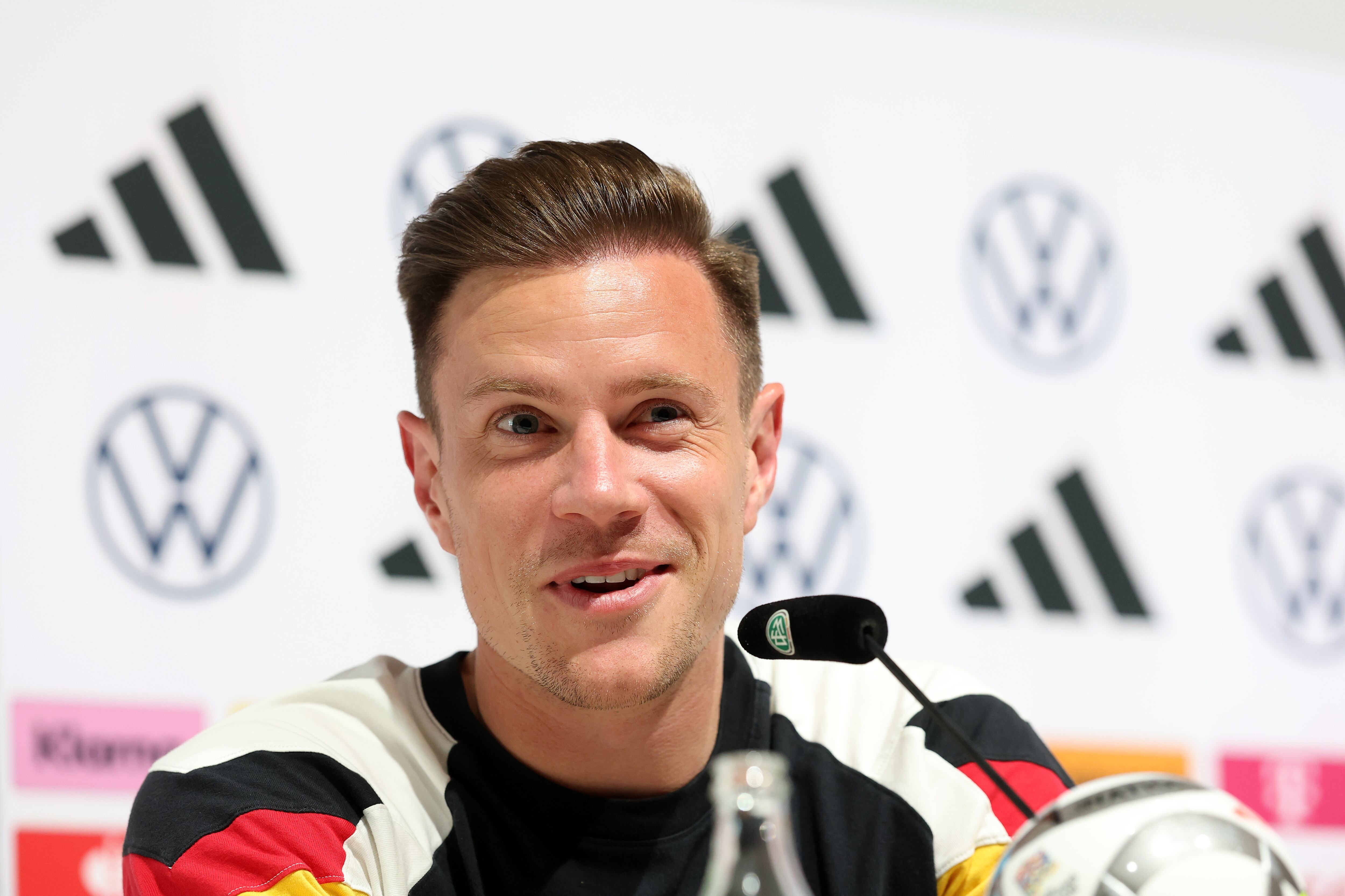 Marc André Ter Stegen, en la rueda de prensa con Alemania
