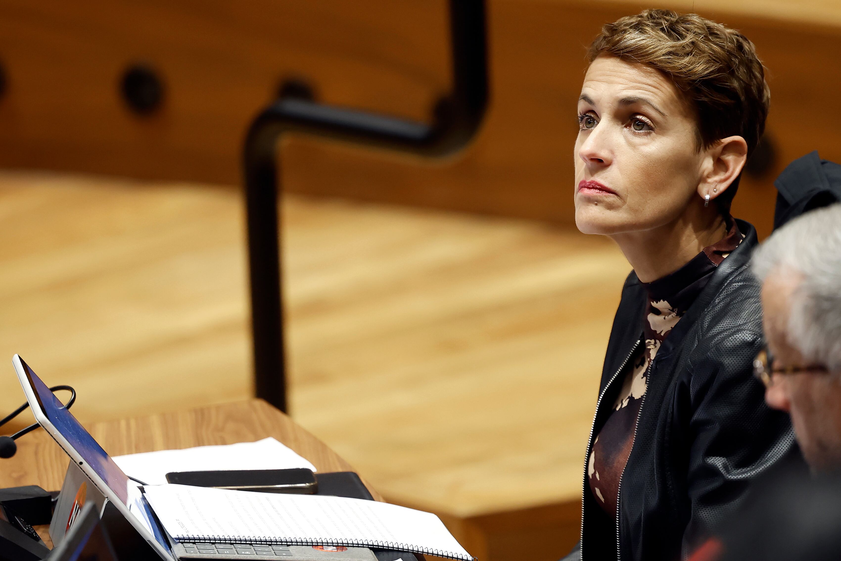 La Presidenta de la Comunidad Foral de Navarra María Chivite, en el Parlamento de Navarra