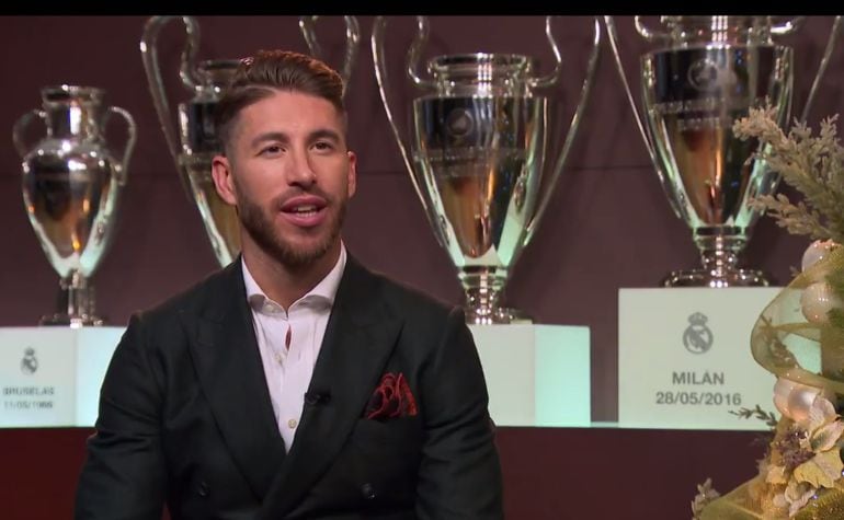 Sergio Ramos, durante su felicitación navideña