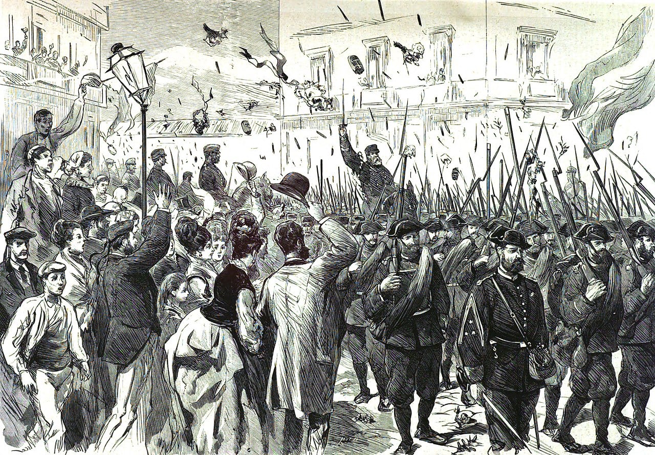 Ilustración del 2 de mayo de 1874 en Bilbao.