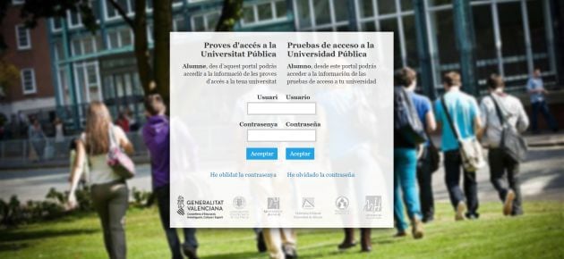 Portal de comprobación de notas de selectividad